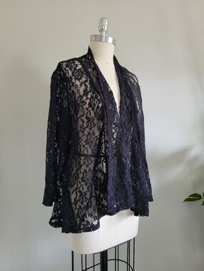 BNWT Jessica black lace top with gathered detail on back